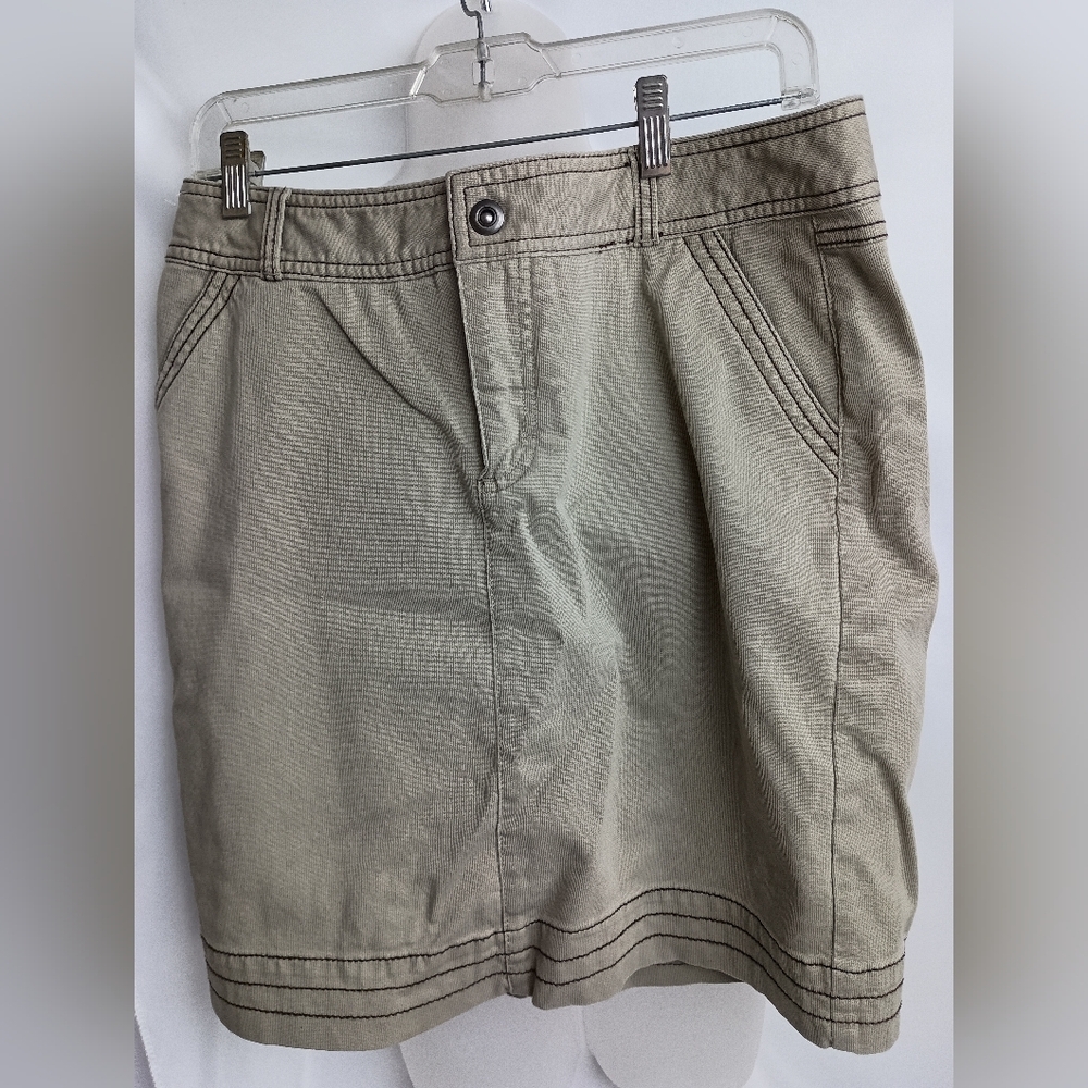 Olive Green CABELAS Khaki A-Line Skirt (#1,523)